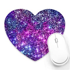 Purple Violet Glitter Galaxy Nebula Space Pattern Heart Mousepad