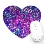 Purple Violet Glitter Galaxy Nebula Space Pattern Heart Mousepad Front