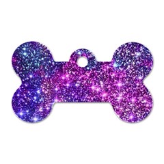 Purple Violet Glitter Galaxy Nebula Space Pattern Dog Tag Bone (Two Sides)