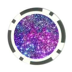 Purple Violet Glitter Galaxy Nebula Space Pattern Poker Chip Card Guard by Perong