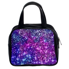 Purple Violet Glitter Galaxy Nebula Space Pattern Classic Handbag (Two Sides)