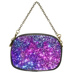 Purple Violet Glitter Galaxy Nebula Space Pattern Chain Purse (one Side) by Perong