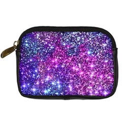 Purple Violet Glitter Galaxy Nebula Space Pattern Digital Camera Leather Case