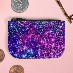 Purple Violet Glitter Galaxy Nebula Space Pattern Mini Coin Purse