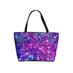 Purple Violet Glitter Galaxy Nebula Space Pattern Classic Shoulder Handbag