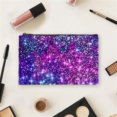 Purple Violet Glitter Galaxy Nebula Space Pattern Cosmetic Bag (Medium)