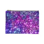 Purple Violet Glitter Galaxy Nebula Space Pattern Cosmetic Bag (Large) Front