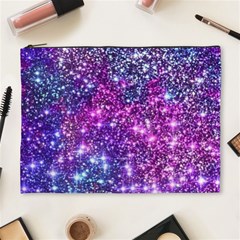 Purple Violet Glitter Galaxy Nebula Space Pattern Cosmetic Bag (xl) by Perong