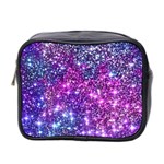 Purple Violet Glitter Galaxy Nebula Space Pattern Mini Toiletries Bag (Two Sides) Front