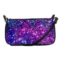 Purple Violet Glitter Galaxy Nebula Space Pattern Shoulder Clutch Bag