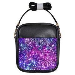 Purple Violet Glitter Galaxy Nebula Space Pattern Girls Sling Bag