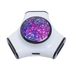 Purple Violet Glitter Galaxy Nebula Space Pattern 3-Port USB Hub