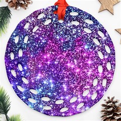 Purple Violet Glitter Galaxy Nebula Space Pattern Ornament (round Filigree)