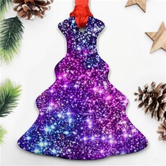 Purple Violet Glitter Galaxy Nebula Space Pattern Christmas Tree Ornament (two Sides)