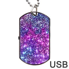 Purple Violet Glitter Galaxy Nebula Space Pattern Dog Tag USB Flash (One Side)