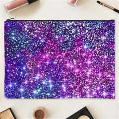 Purple Violet Glitter Galaxy Nebula Space Pattern Cosmetic Bag (XXXL)