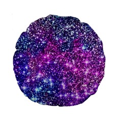 Purple Violet Glitter Galaxy Nebula Space Pattern Standard 15  Premium Round Cushions by Perong