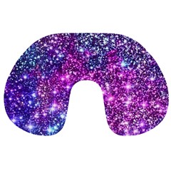 Purple Violet Glitter Galaxy Nebula Space Pattern Travel Neck Pillow