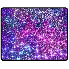 Purple Violet Glitter Galaxy Nebula Space Pattern Two Sides Fleece Blanket (Medium)