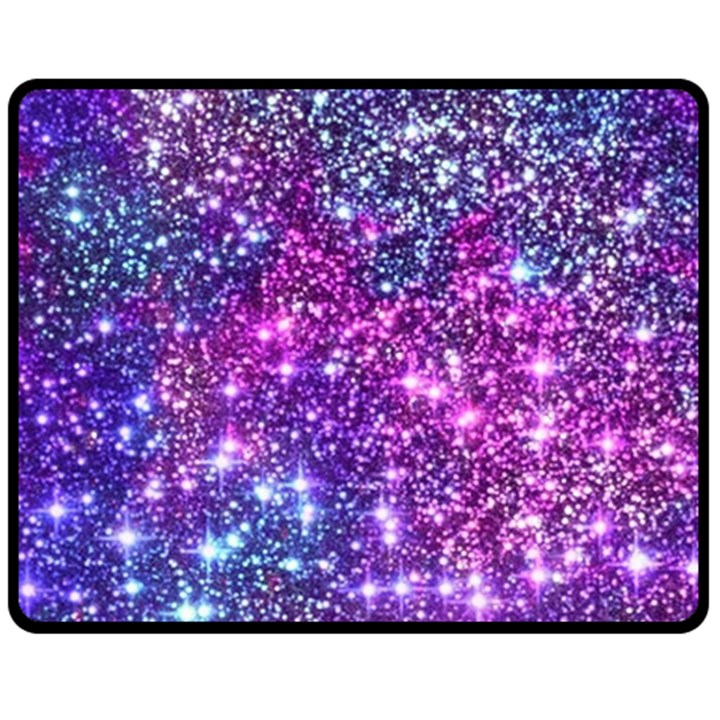 Purple Violet Glitter Galaxy Nebula Space Pattern Two Sides Fleece Blanket (Medium)