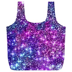 Purple Violet Glitter Galaxy Nebula Space Pattern Full Print Recycle Bag (XL)