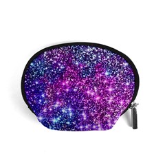 Purple Violet Glitter Galaxy Nebula Space Pattern Accessory Pouch (Small)