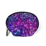 Purple Violet Glitter Galaxy Nebula Space Pattern Accessory Pouch (Small) Back