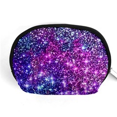 Purple Violet Glitter Galaxy Nebula Space Pattern Accessory Pouch (Medium)