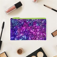 Purple Violet Glitter Galaxy Nebula Space Pattern Cosmetic Bag (XS)