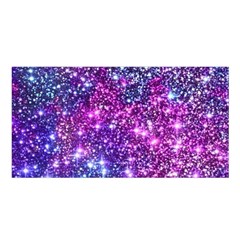 Purple Violet Glitter Galaxy Nebula Space Pattern Satin Shawl 45  X 80  by Perong