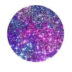 Purple Violet Glitter Galaxy Nebula Space Pattern Mini Round Pill Box by Perong