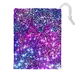 Purple Violet Glitter Galaxy Nebula Space Pattern Drawstring Pouch (4xl) by Perong