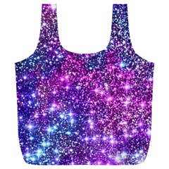 Purple Violet Glitter Galaxy Nebula Space Pattern Full Print Recycle Bag (XXL)