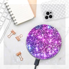 Purple Violet Glitter Galaxy Nebula Space Pattern Wireless Fast Charger(white) by Perong