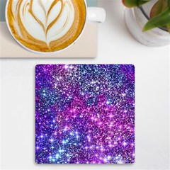 Purple Violet Glitter Galaxy Nebula Space Pattern UV Print Square Tile Coaster 