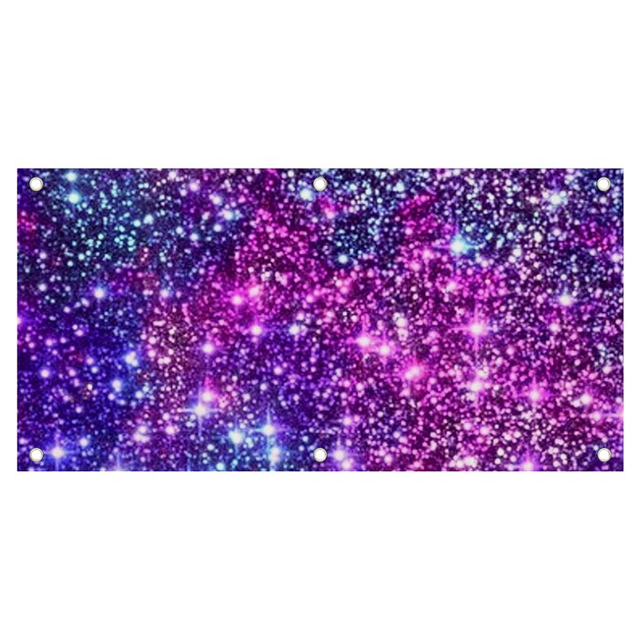 Purple Violet Glitter Galaxy Nebula Space Pattern Banner and Sign 4  x 2 