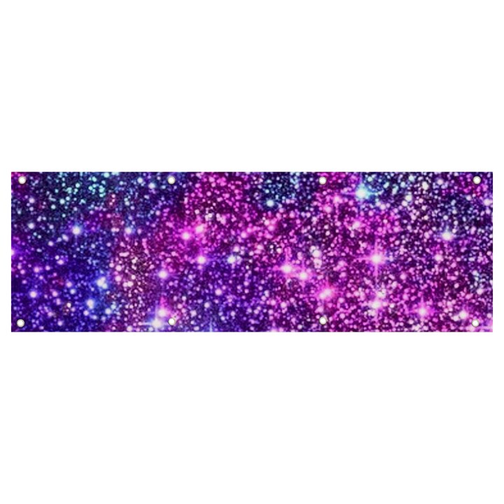 Purple Violet Glitter Galaxy Nebula Space Pattern Banner and Sign 9  x 3 