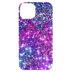 Purple Violet Glitter Galaxy Nebula Space Pattern Iphone 14 Black Uv Print Case by Perong