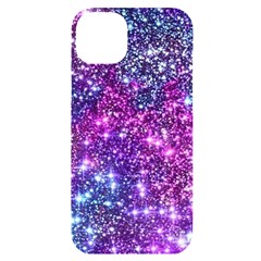 Purple Violet Glitter Galaxy Nebula Space Pattern Iphone 14 Plus Black Uv Print Case by Perong