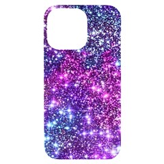 Purple Violet Glitter Galaxy Nebula Space Pattern Iphone 14 Pro Max Black Uv Print Case by Perong