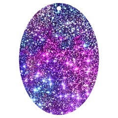 Purple Violet Glitter Galaxy Nebula Space Pattern Uv Print Acrylic Ornament Oval by Perong