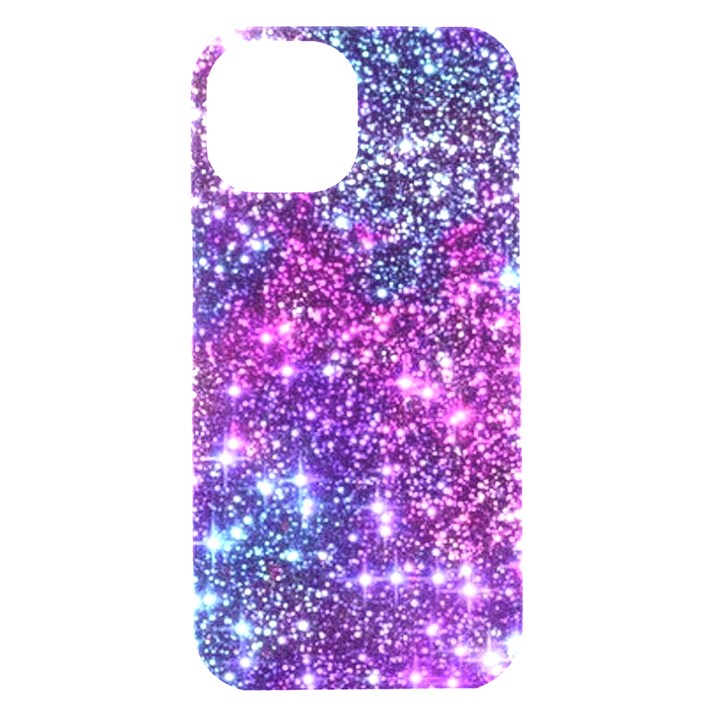 Purple Violet Glitter Galaxy Nebula Space Pattern iPhone 15 Black UV Print PC Hardshell Case