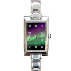 Northern Lights Green Aurora Borealis Rectangle Italian Charm Watch by Perong