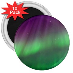 Northern Lights Green Aurora Borealis 3  Magnets (10 Pack)  by Perong