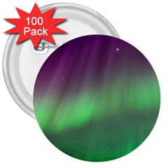 Northern Lights Green Aurora Borealis 3  Buttons (100 Pack)  by Perong