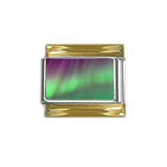 Northern Lights Green Aurora Borealis Gold Trim Italian Charm (9mm) by Perong