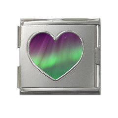 Northern Lights Green Aurora Borealis Mega Link Heart Italian Charm (18mm)