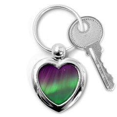 Northern Lights Green Aurora Borealis Key Chain (heart) by Perong