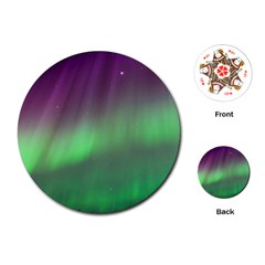 Northern Lights Green Aurora Borealis Playing Cards Single Design (round)