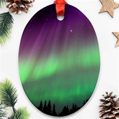 Northern Lights Green Aurora Borealis Oval Ornament (two Sides)